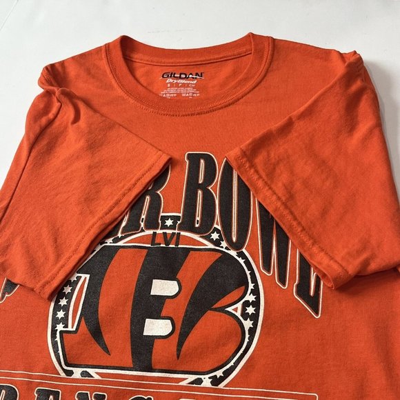 NFL Football Cincinnati Bengals Super Bowl LVI 2022 Orange Shirt Men Small - Picture 7 of 11